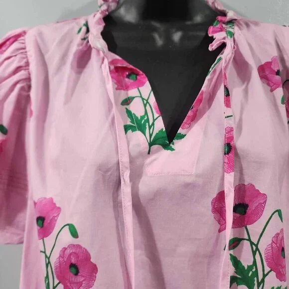 Entro Short Sleeve Floral Top - Small, 100% Cotton, Women’s Casual Wear - Picture 2 of 2